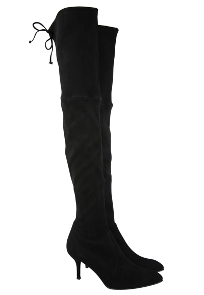 Shop Stuart Weitzman Women's Black Suede Solid Tiemodel Over-the-knee Boot