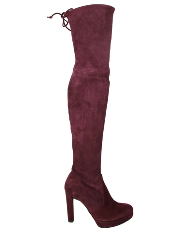 Shop Stuart Weitzman Women's Bordeaux Suede Over-the-knee Platform Boot