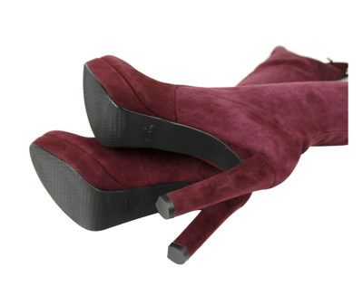Stuart Weitzman Womens Bordeaux Suede Over-the-knee Platform Boot In Bordeaux