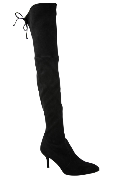 Shop Stuart Weitzman Women's Black Suede Solid Tiemodel Over-the-knee Boot