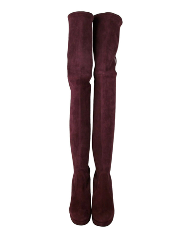 Stuart Weitzman Womens Bordeaux Suede Over-the-knee Platform Boot In Bordeaux