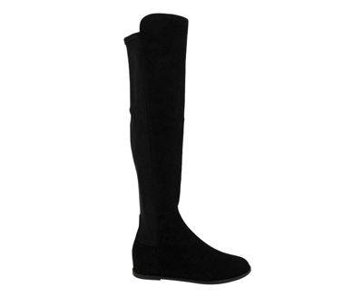 Shop Stuart Weitzman Women's Black Mainline Suede Hidden Wedge Knee-high Boot