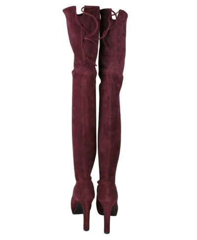 Stuart Weitzman Womens Bordeaux Suede Over-the-knee Platform Boot In Bordeaux