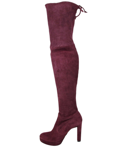 Shop Stuart Weitzman Women's Bordeaux Suede Over-the-knee Platform Boot