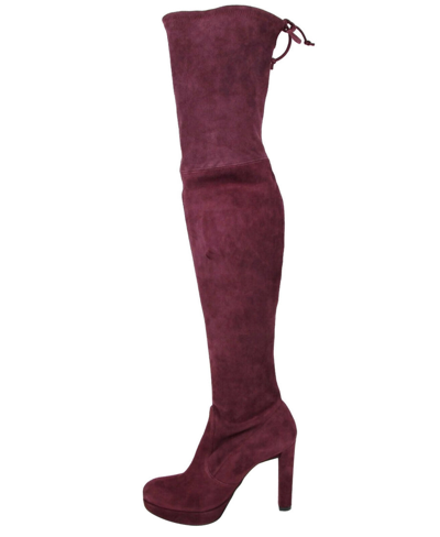 Stuart Weitzman Womens Bordeaux Suede Over-the-knee Platform Boot In Bordeaux