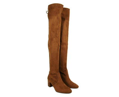 Shop Stuart Weitzman Women's Genna Coffee Brown Suede Over The Knee Boot