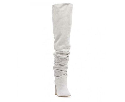 Stuart Weitzman Womens Light Gray Histyle Perla Suede Over-the-knee Boot In Light Gray