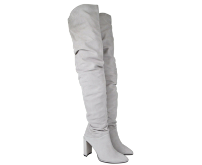 Stuart Weitzman Womens Light Gray Histyle Perla Suede Over-the-knee Boot In Light Gray