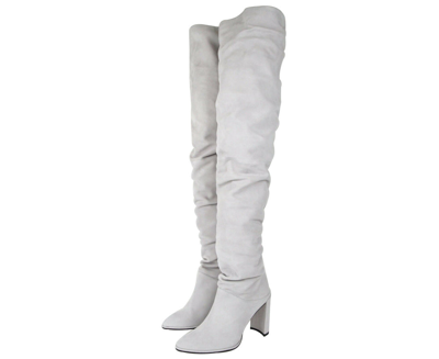 Stuart Weitzman Womens Light Gray Histyle Perla Suede Over-the-knee Boot In Light Gray