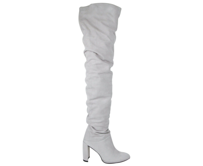 Stuart Weitzman Womens Light Gray Histyle Perla Suede Over-the-knee Boot In Light Gray