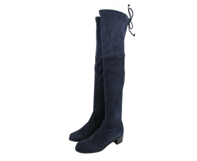 Shop Stuart Weitzman Women's Midland Nice Blue Stretch Suede Knee High Boot