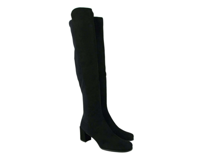 Stuart Weitzman Women's Suede With Elastic Back Heel Knee High Boot In Black