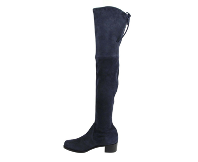 Stuart Weitzman Womens Midland Nice Blue Stretch Suede Knee High Boot In Blue