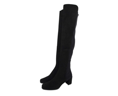 Stuart Weitzman Women's Suede With Elastic Back Heel Knee High Boot In Black