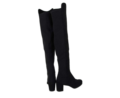 Stuart Weitzman Women's Suede With Elastic Back Heel Knee High Boot In Black