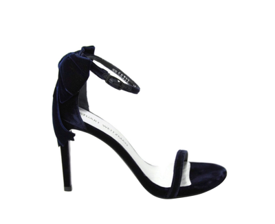 Shop Stuart Weitzman Women's Navy Velvet Ankle Strap Mybow Sandal