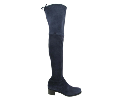 Stuart Weitzman Womens Midland Nice Blue Stretch Suede Knee High Boot In Blue