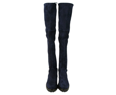 Stuart Weitzman Over-the-knee Boots With Luxurious Suede Finish And Elegant Design In Nice Blue