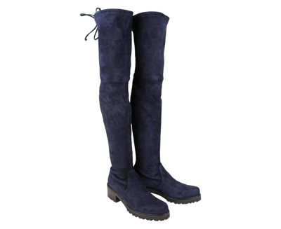 Stuart Weitzman Over-the-knee Boots With Luxurious Suede Finish And Elegant Design In Nice Blue