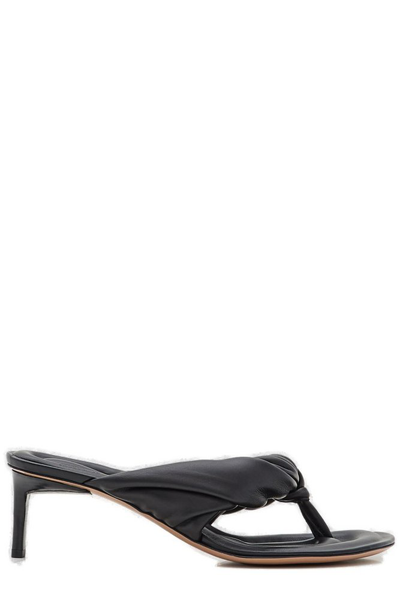 Shop Jacquemus Beaded Twist Thong Sandals In Black