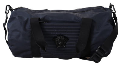 Shop Versace Blue Nylon Travel Men's Bag