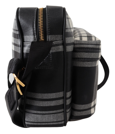 Shop Versace Elegant Grey Leather Crossbody Men's Bag