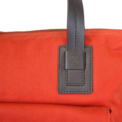 Shop Zegna Z  Unisex Canvas Messenger Bag In Red