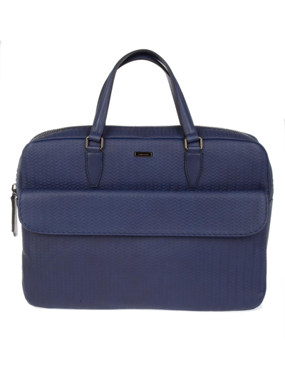 Shop Zanellato Men's Blue Leather Briefcase