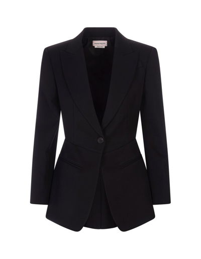 Shop Alexander Mcqueen Buttoned Tailored Blazer In Black