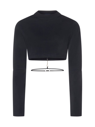 Shop Jacquemus Le Pino Cropped Long In Black