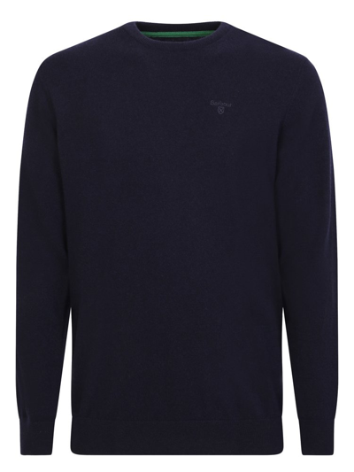 Shop Barbour Logo Embroidered Crewneck Knitted Jumper In Navy