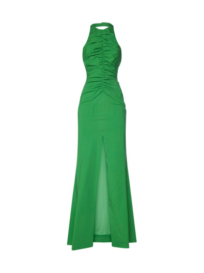 Shop Alexander Mcqueen Ruched Detail Halterneck Dress In Green