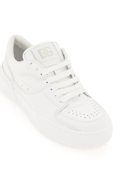 Shop Dolce & Gabbana 'new Roma' Leather Sneakers In White