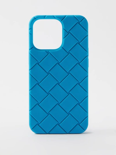 Bottega Veneta Intrecciato Iphone 13 Pro Rubber Phone Case In Blue