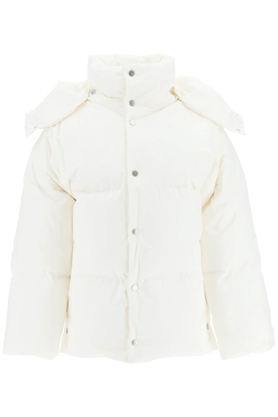 Shop Bottega Veneta Poplin Maxi Puffer Jacket In White