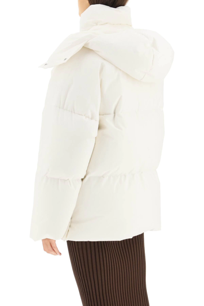 Shop Bottega Veneta Poplin Maxi Puffer Jacket In White