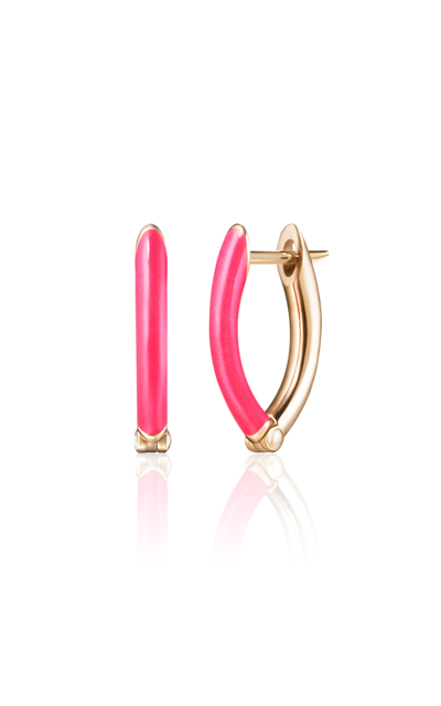 Shop Melissa Kaye Women's Small Cristina Enameled 18k Rose Gold Earrings In Pink