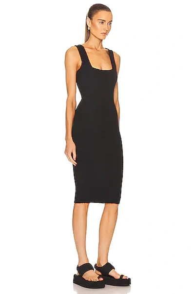 Wardrobe.nyc Textured Ribbed Knit Midi Dress With Square In Black