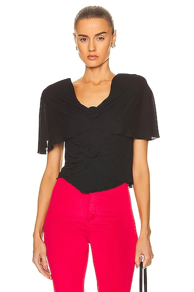 Shop Saint Laurent Short Sleeve Top In Noir