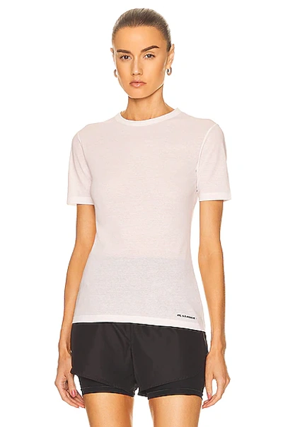 Shop Jil Sander Short Sleeve Logo T-shirt In Optic White