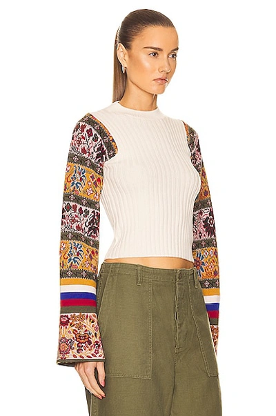 Shop Etro Long Sleeve Patterned Sweater In Bianco
