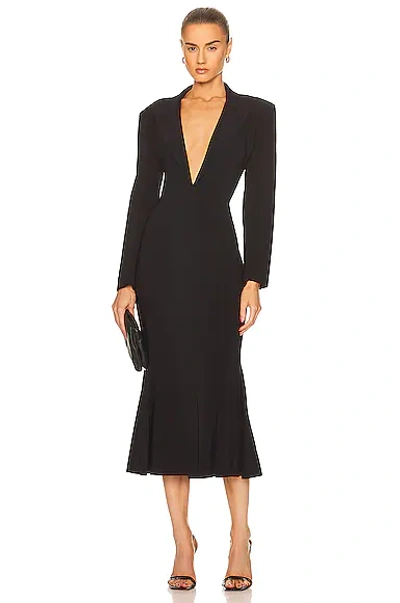 Shop Norma Kamali Single Breasted Fishtail Midi Dress In Black