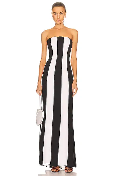 Shop Valentino Strapless Gown In Nero & Avorio