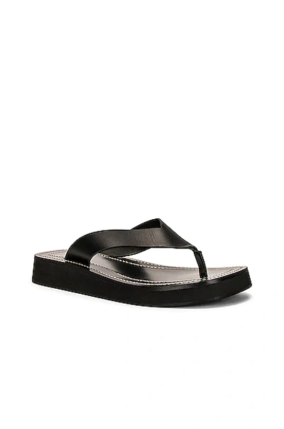 The Row Ginza Leather And Velvet Platform Flip Flops In Black
