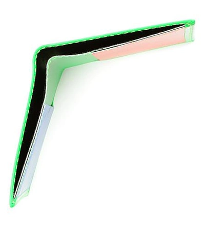 Shop Comme Des Garçons Colour Block Leather Card Holder In Green
