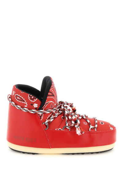 Shop Alanui Full Moon Bandana Apres-ski Boots X Moon Boot In Red