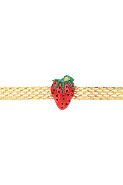 Shop Alessandra Rich Strawberry Choker Necklace In Multicolor