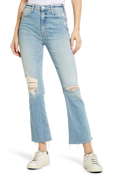 Shop Mother The Hustler High Waist Fray Ankle Flare Jeans In Ropes End
