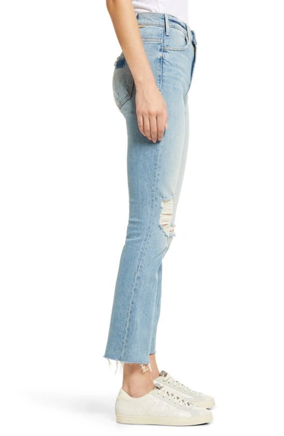 Shop Mother The Hustler High Waist Fray Ankle Flare Jeans In Ropes End