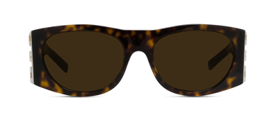 Shop Givenchy 4g Gv 40028i 52j Oval Sunglasses In Brown
